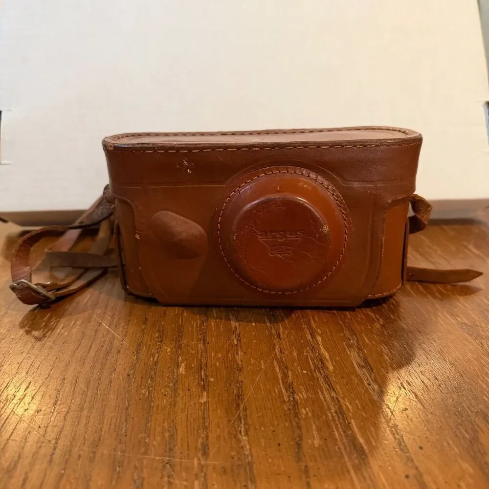Vintage Argus C3 Rangefinder Brown Leather Camera Case Strap USA Original EC